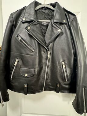 Straight To Hell Commando Leather Jacket 5XL - Black Silver Ramones Biker